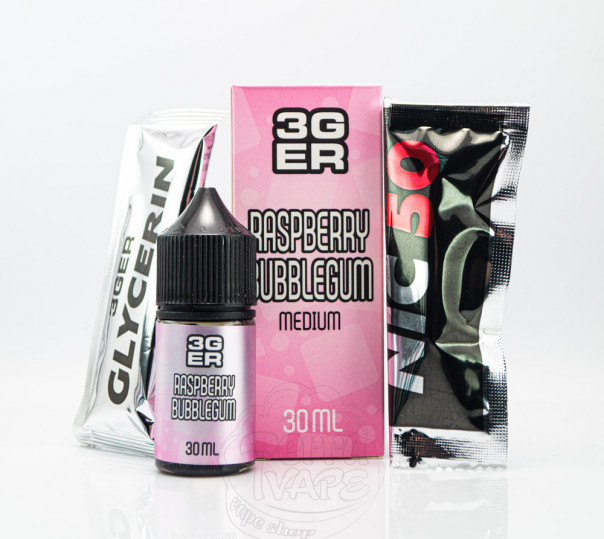 Рідина 3Ger Salt Raspberry Bubblegum 30ml 30mg зі смаком малинової жуйки (набір компонентів)