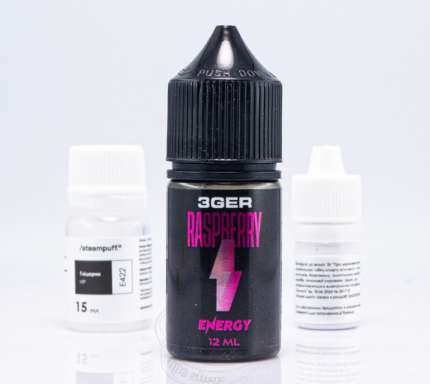Рідина 3Ger Salt Raspberry Energy 30ml 50mg зі смаком малинового енергетика (набір компонентів)