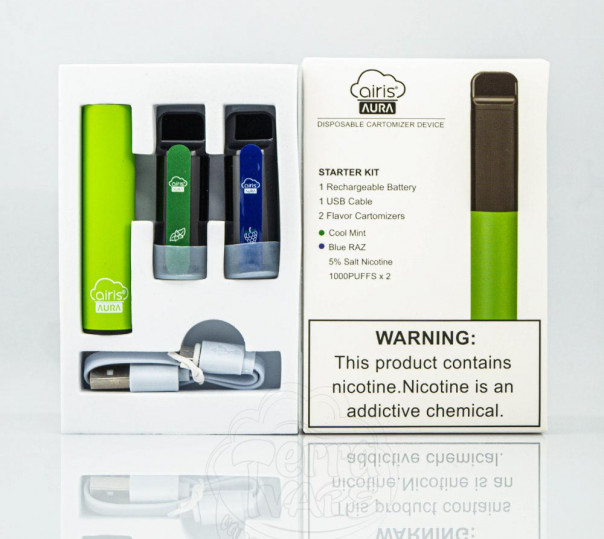 Airis Aura Starter Kit 5% Green (Cool Mint/Blue Razz) POD система Airis Aura Starter Kit 5% Green (Cool Mint/Blue Razz) POD система