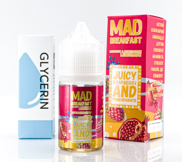 Рідина Mad Breakfast Salt Raspberry Pomegranate Lemonade 30ml 30mg зі смаком лимонаду з малиною та гранатом (набір компонентів)