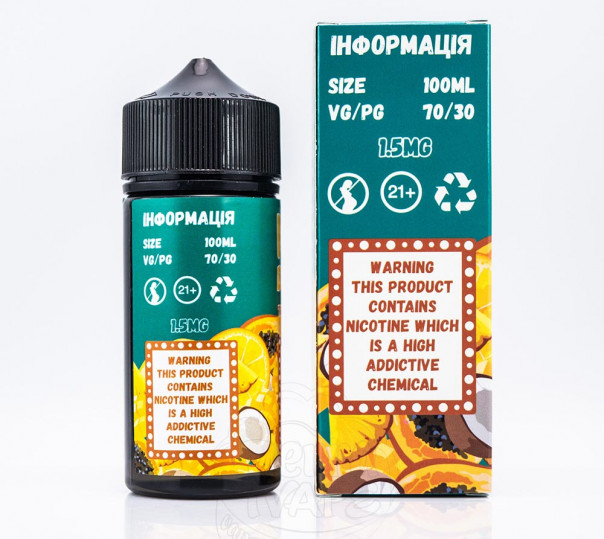 Рідина Mad Dinner Organic Tropical Fruits 100ml 0mg без нікотину зі смаком тропічного міксу