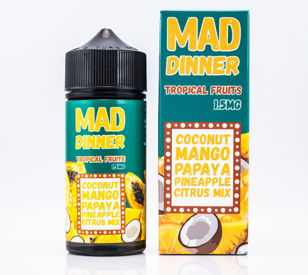 Рідина Mad Dinner Organic Tropical Fruits 100ml 0mg без нікотину зі смаком тропічного міксу
