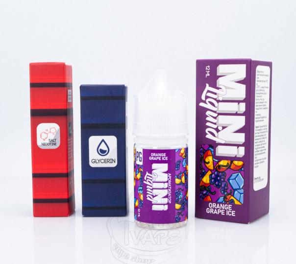 Рідина Mini Liquid Salt Orange Grape Ice 30ml 30mg зі смаком апельсина і винограду з холодком (набір компонентів)