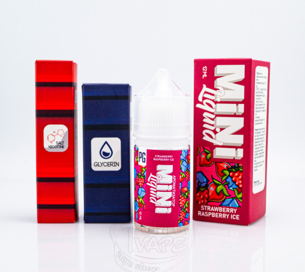 Рідина Mini Liquid Salt Strawberry Raspberry Ice 30ml 50mg зі смаком полуниці та малини з холодком (набір компонентів)