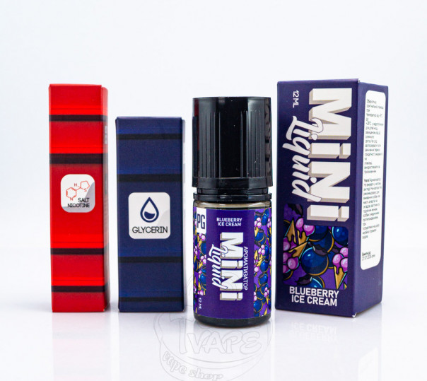 Рідина Mini Liquid Salt Blueberry Ice Cream 30ml 30mg зі смаком чорничного морозива (набір компонентів)