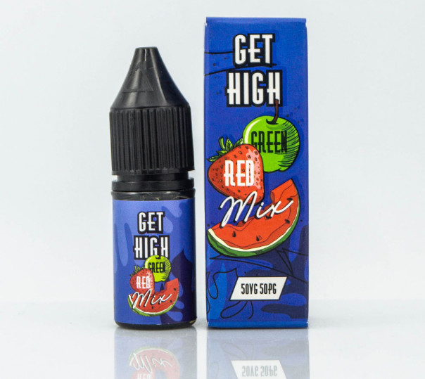 Жидкость Get High Salt Green Red Mix 10ml 30mg на солевом никотине со вкусом яблока, арбуза и клубники