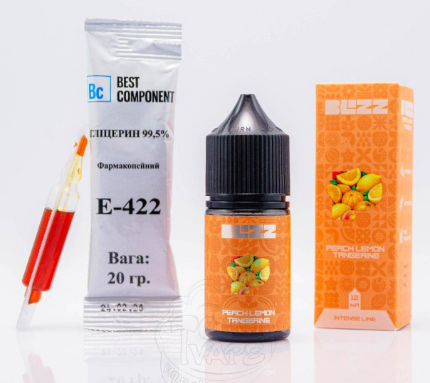 Жидкость Blizz Intense Salt Peach Lemon Tangerine 30ml 50mg со вкусом персика, лимона и мандарина (набор компонентов)
