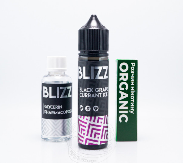 Рідина Blizz Organic Black Grape Currant Ice 60ml 6mg зі смаком винограду та смородини з холодком (набір компонентів)