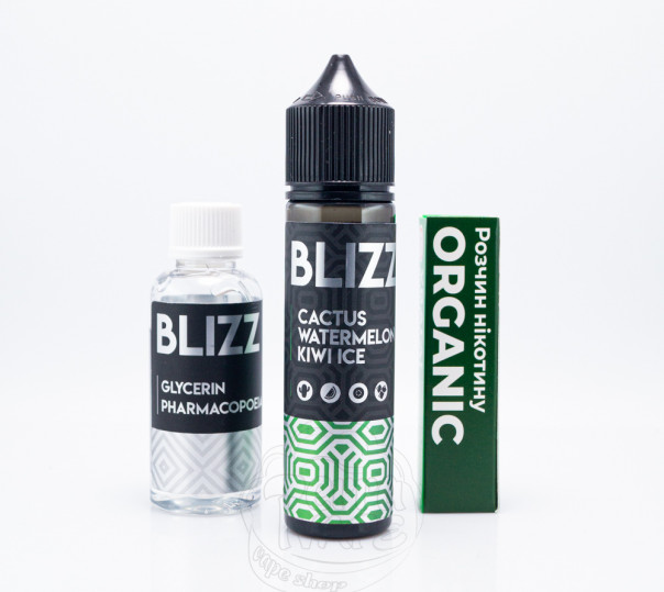 Жидкость Blizz Organic Cactus Watermelon Kiwi Ice 60ml 3mg со вкусом кактуса, арбуза и киви с холодком (набор компонентов)