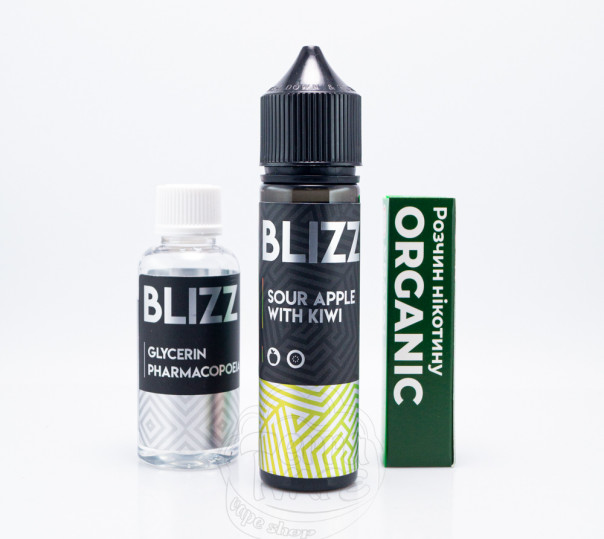 Рідина Blizz Organic Sour Apple With Kiwi 60ml 3mg зі смаком кислого яблука та ківі (набір компонентів)