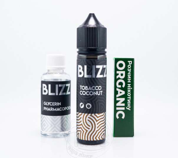 Рідина Blizz Organic Tobacco Coconut 60ml 3mg зі смаком тютюну з кокосом (набір компонентів)