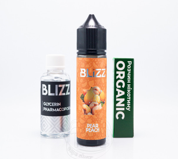 Рідина Blizz Plus Organic Pear Peach 60ml 3mg зі смаком персика та груші (набір компонентів)