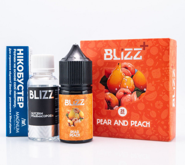 Рідина Blizz Plus Salt Pear and Peach 30ml 25mg зі смаком груші та персику (набір компонентів)