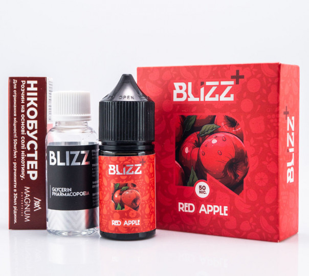 Рідина Blizz Plus Salt Red Apple 30ml 50mg зі смаком червоного яблука (набір компонентів)