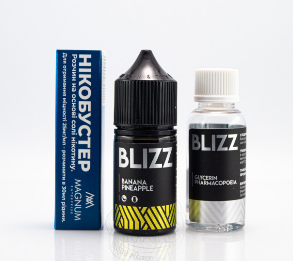 Рідина Blizz Salt Banana Pineapple 30ml 50mg зі смаком тропічних фруктів (набір компонентів)