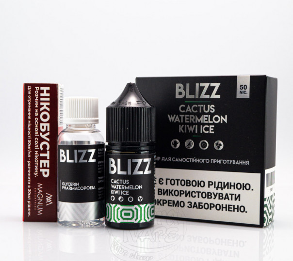 Рідина Blizz Salt Cactus Watermelon Kiwi Ice 30ml 25mg зі смаком кактуса, кавуна і ківі з холодком (набір компонентів)