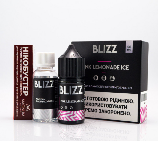 Рідина Blizz Salt Pink Lemonade Ice 30ml 25mg зі смаком рожевого лимонаду (набір компонентів) Рідина Blizz Salt Pink Lemonade Ice 30ml 25mg зі смаком рожевого лимонаду (набір компонентів)