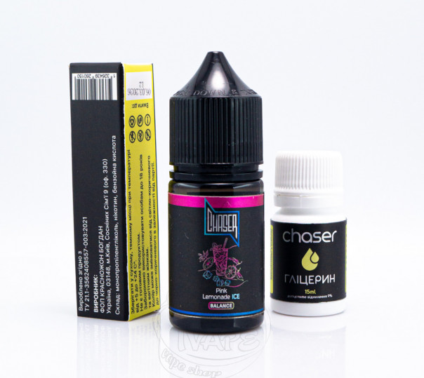 Рідина Chaser Black Balance ICE Salt Pink Lemonade ICE 30ml 50mg зі смаком рожевого лимонаду з холодком (набір компонентів)