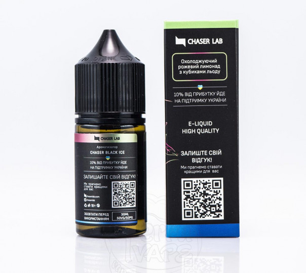 Рідина Chaser Black New ICE Salt Pink Lemonade ICE 30ml 30mg на сольовому нікотині зі смаком рожевого лимонаду з холодком