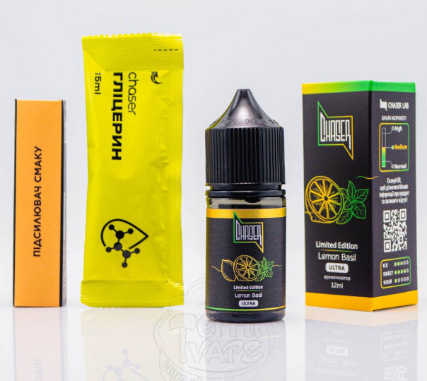 Рідина Chaser Black Ultra Salt Lemon Basil 30ml 65mg зі смаком лимона та базиліка (набір компонентів)