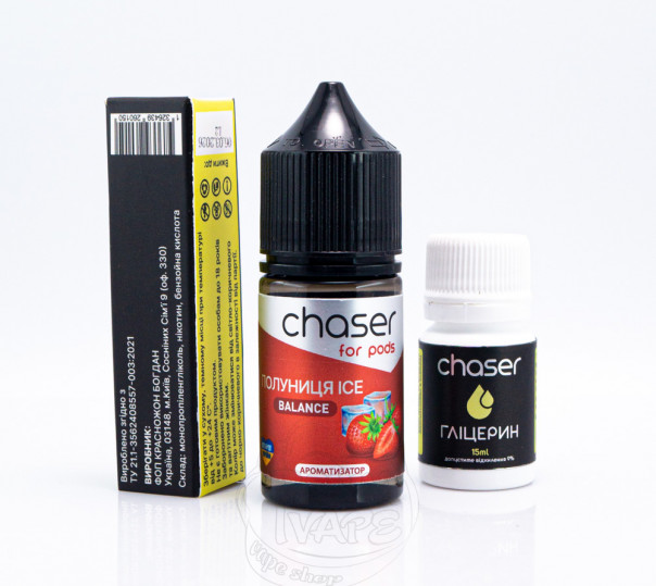 Рідина Chaser For Pods Balance ICE Salt Полуниця ICE 30ml 50mg (набір компонентів)