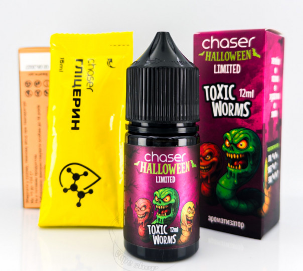 Жидкость Chaser Halloween Limited Salt Toxic Worms 30ml 50mg со вкусом малины, клюквы и лимона (набор компонентов)
