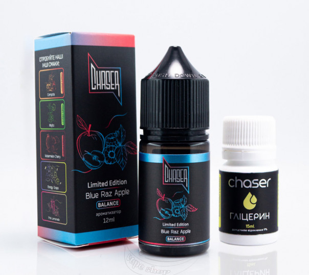 Рідина Chaser Black Ultra Salt Blue Raz Apple 30ml 65mg зі смаком блакитної малини та яблука (набір компонентів)