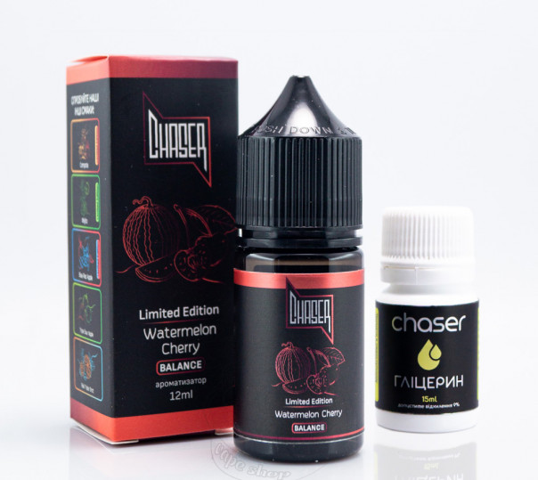 Рідина Chaser Black Ultra Salt Watermelon Cherry 30ml 65mg зі смаком вишні з кавуном (набір компонентів)