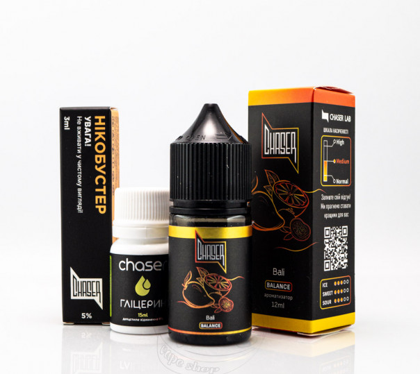 Рідина Chaser Black Ultra Salt Bali 30ml 50mg зі смаком апельсина, маракуї та манго (набір компонентів)