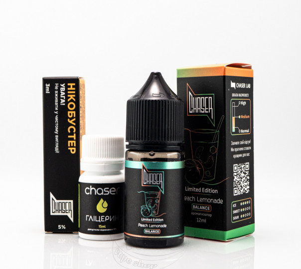 Рідина Chaser Black Ultra Salt Peach Lemonade 30ml 65mg зі смаком персикового лимонаду (набір компонентів)