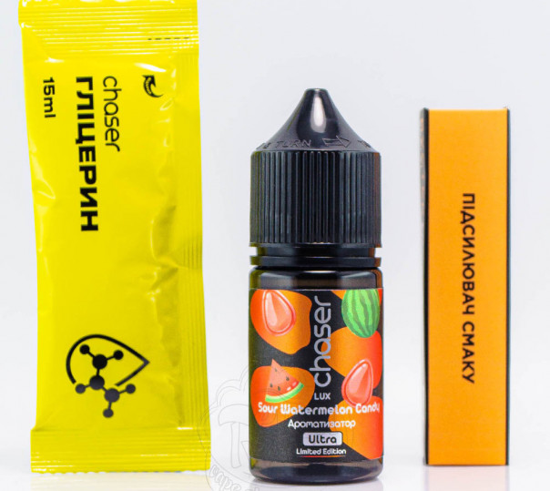 Рідина Chaser Lux Salt Sour Watermelon Candy 30ml 65mg зі смаком кавунових цукерок (набір компонентів)