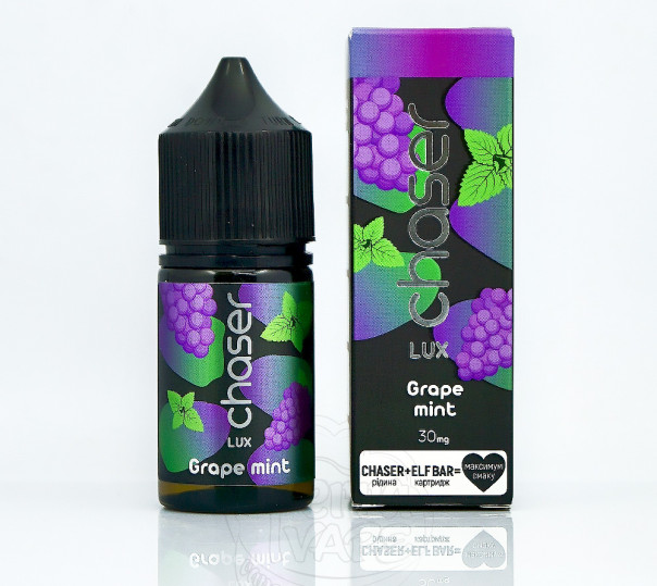 Рідина Chaser Lux Salt Grape Mint 30ml 30mg на сольовому нікотині зі смаком винограду з м'ятою