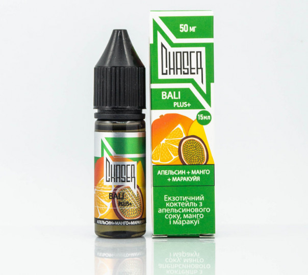 Рідина Chaser Silver Salt Bali Plus+ 15ml 50mg на сольовому нікотині зі смаком апельсина, маракуї та манго