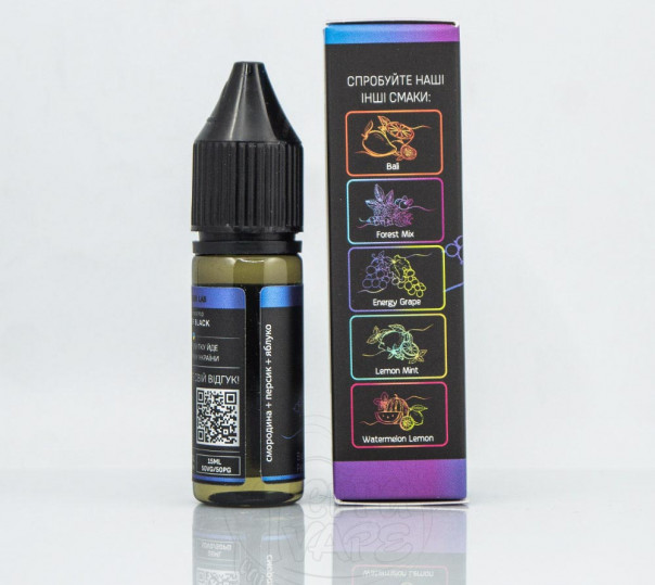 Рідина Chaser Black Salt New Blackcurrant Peach Apple 15ml 50mg на сольовому нікотині зі смаком смородини, персика і яблука