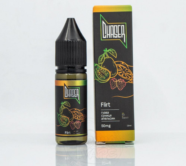 Рідина Chaser Black Salt New Flirt 15ml 50mg на сольовому нікотині зі смаком апельсина, полуниці та гуави