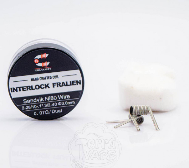 Спирали Coilology Interlock Fralien Coil с ватой (готовый койл для вейпа) Ni80 0.07 Ом