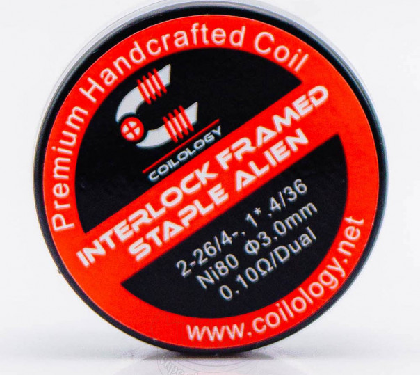 Спирали Coilology Interlock Framed Staple Alien Coil с ватой (готовый койл для вейпа) Ni80 0.1 Ом Спирали Coilology Interlock Framed Staple Alien Coil с ватой (готовый койл для вейпа) Ni80 0.1 Ом
