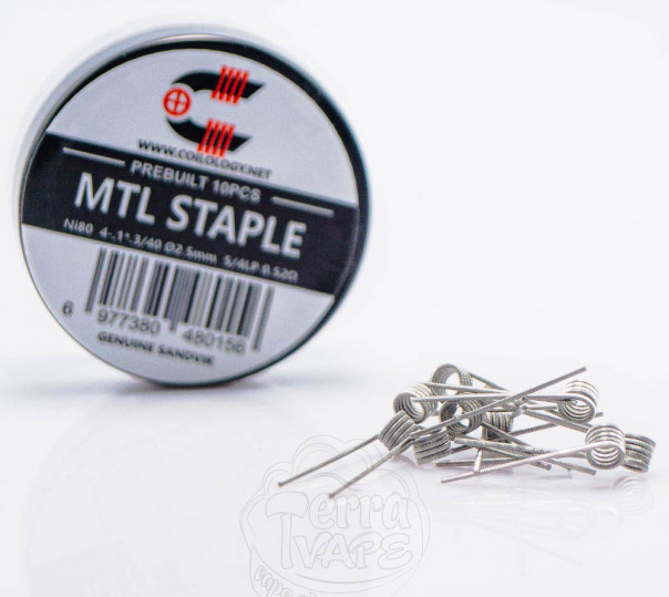 Спіралі Coilology Pre-built MTL Staple Coils Ni80 0.52 Ом 10 штук (готовий койл для вейпу)