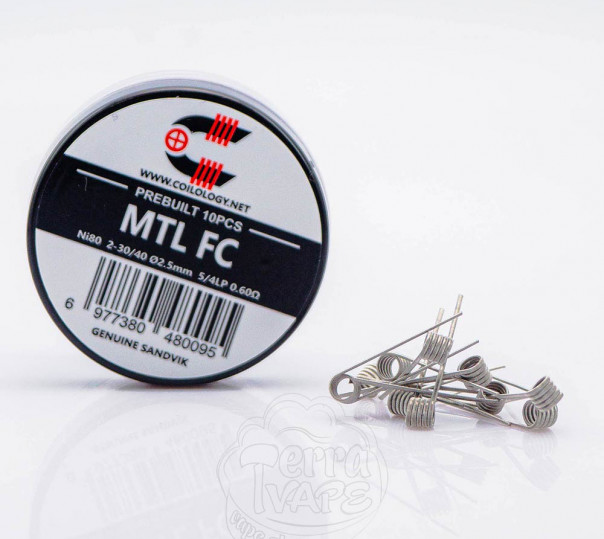 Спіралі Coilology Pre-built MTL FC Coil NI80 0.6Ом 10 штук (готовий койл для вейпу)