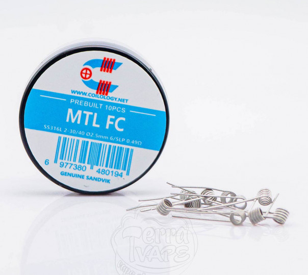 Спіралі Coilology Pre-built MTL FC Coil SS316L 0.49Ом 10 штук (готовий койл для вейпу)