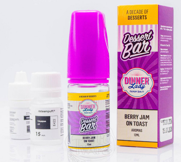 Рідина Dinner Lady Dessert Bar Salt Berry Jam On Toast 30ml 50mg зі смаком тосту з ягідним джемом (набір компонентів)