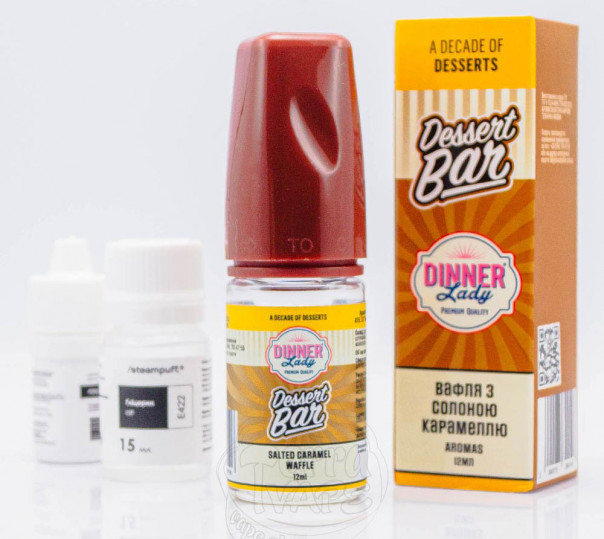 Жидкость Dinner Lady Dessert Bar Salt Salted Caramel Waffle 30ml 50mg со вкусом вафель с соленой карамелью (набор компонентов)