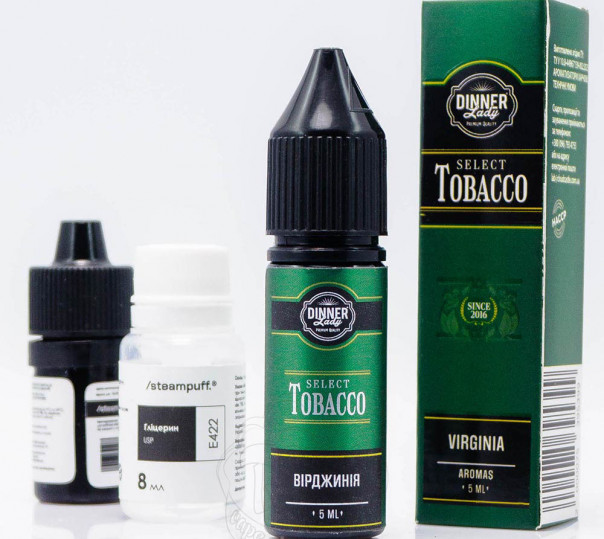 Рідина Dinner Lady Select Tobacco Salt Virginia 15ml 50mg зі смаком тютюну Вірджинія (набір компонентів)