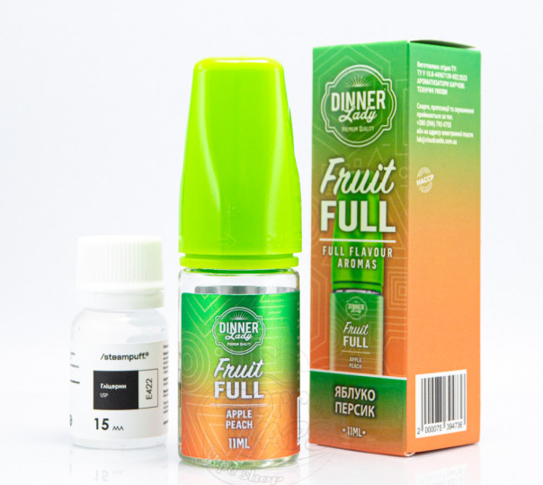 Жидкость Dinner Lady Fruit FULL Salt Apple Peach 30ml 50mg со вкусом яблока и персика (набор компонентов)
