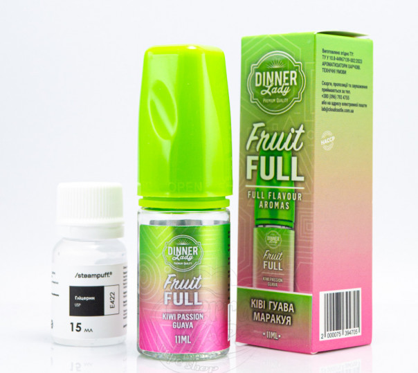 Жидкость Dinner Lady Fruit FULL Salt Kiwi Passion Guava 30ml 50mg со вкусом киви, маракуйи и гуавы (набор компонентов)