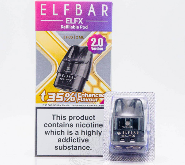 Картридж Elf Bar ELFX Pod Cartridge 2ml 0.6Ом (2.0 Version) для багаторазової POD системи ELFX / Pro / Ultra / Mini Pod Kit