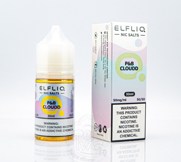 Рідина Elf Bar ElfLiq Salt P&B Cloudd 30ml 50mg від ELF BAR (оригінал, набір компонентів) зі смаком маршмеллоу з холодком