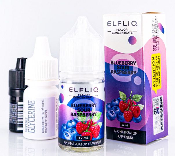 Жидкость ELFLIQ Salt Blueberry Sour Raspberry 30ml 50mg от ELF BAR (оригинал, набор компонентов) со вкусом черники и малины