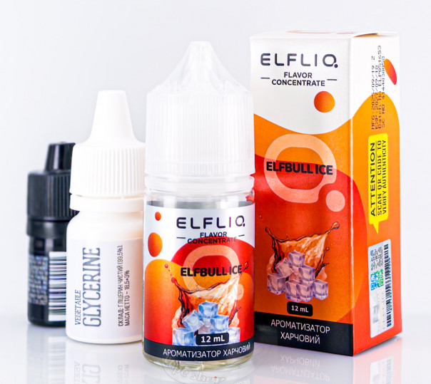 Рідина ELFLIQ Salt ElfBull Ice 30ml 50mg від ELF BAR (оригінал, набір компонетів) зі смаком енергетика з холодком