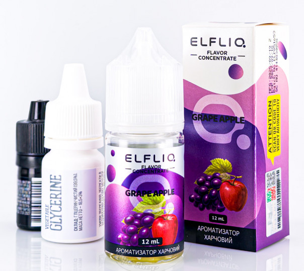 Жидкость ELFLIQ Salt Grape Apple 30ml 50mg от ELF BAR (оригинал, набор компонентов) со вкусом яблока и винограда